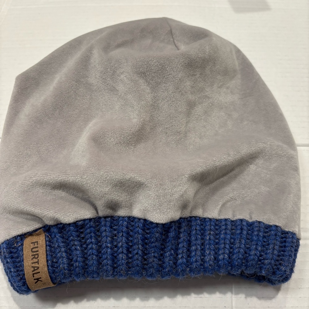FURTALK  Blue Knit Lined Beanie Unisex Men Women - Picture 4 of 6